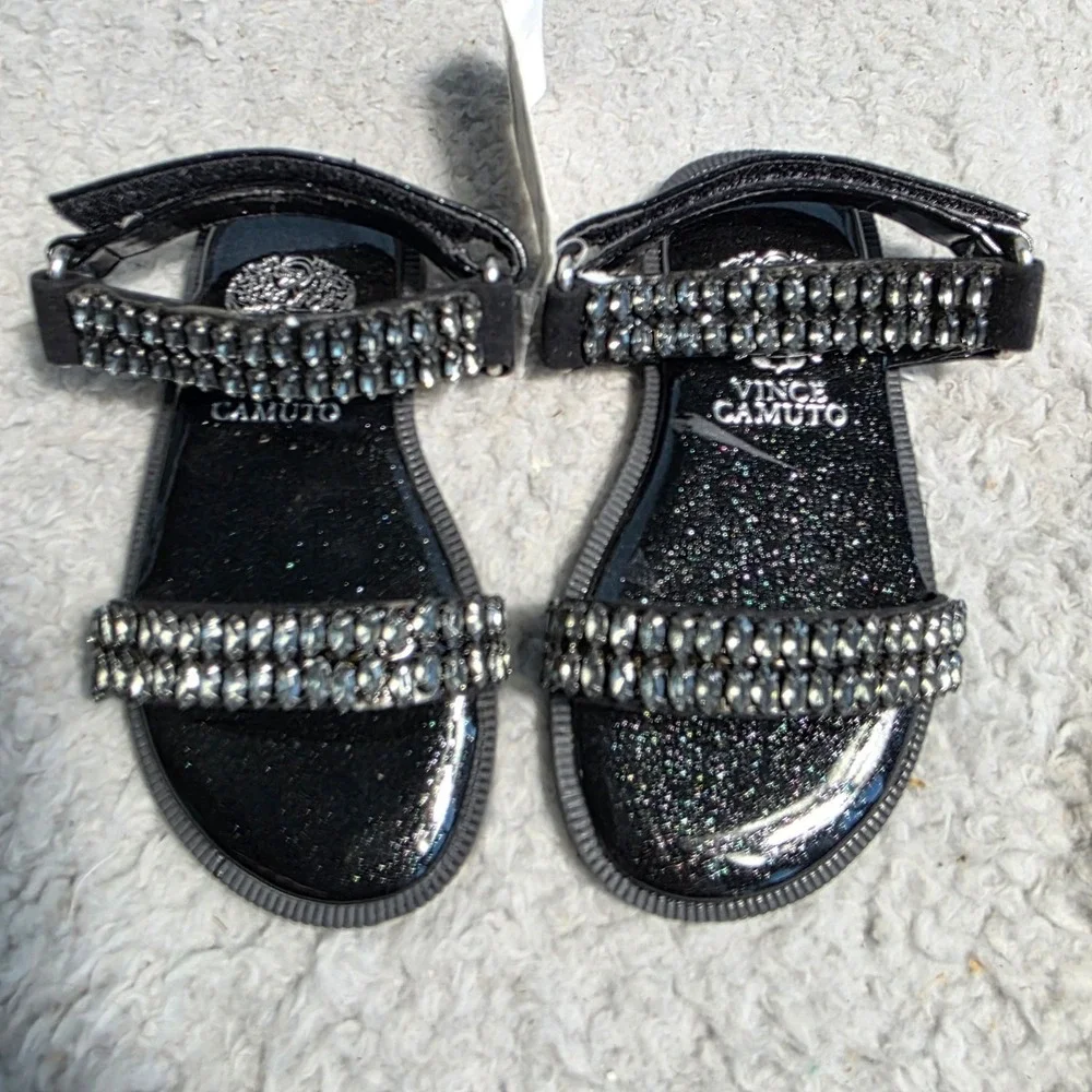 Vince Camuto Rhinestone Jelly Sandals Toddler Girls 5 Black NWOT Sparkly Glitter